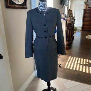 Jones New York Black and White Gingham Summer Pencil Skirt And Jacket suit 4P